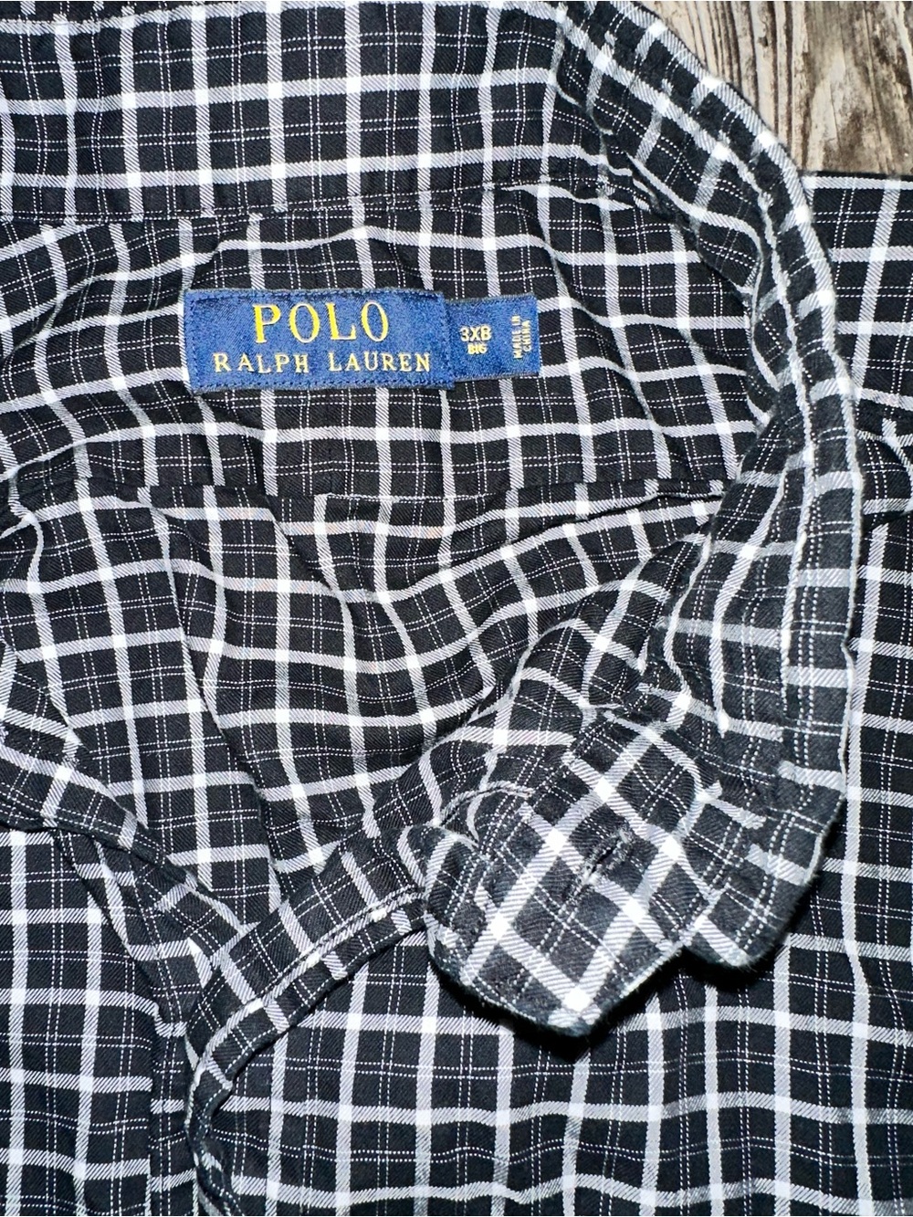Polo by Ralph Lauren Black & White Check Long-Sleeve Shirt Classic Size 3XB